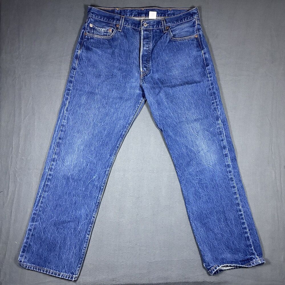 Vintage Levis 501 XX Mens Jeans 36x31 Blue Original Straight Button Fly Faded